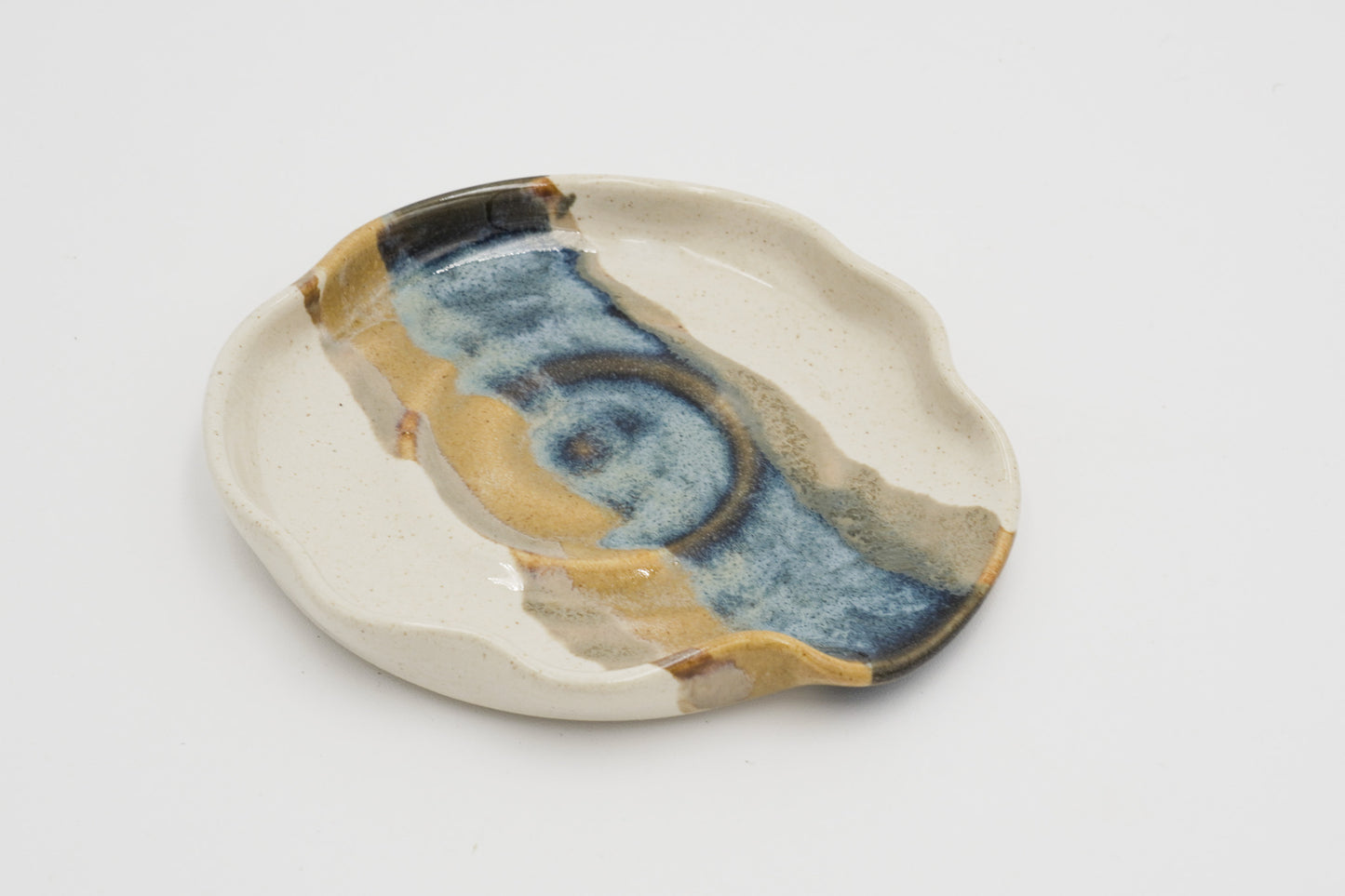 Pottery Spoon Rest Wheel Thrown Ceramic Stoneware Decorative Surface Handmade Holder for Kitchen Utensils