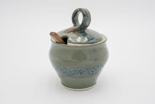 Lidded Pottery Sugar Bowl, Salt Cellar, or Honey Jar: Handmade Stoneware Ceramic Pot