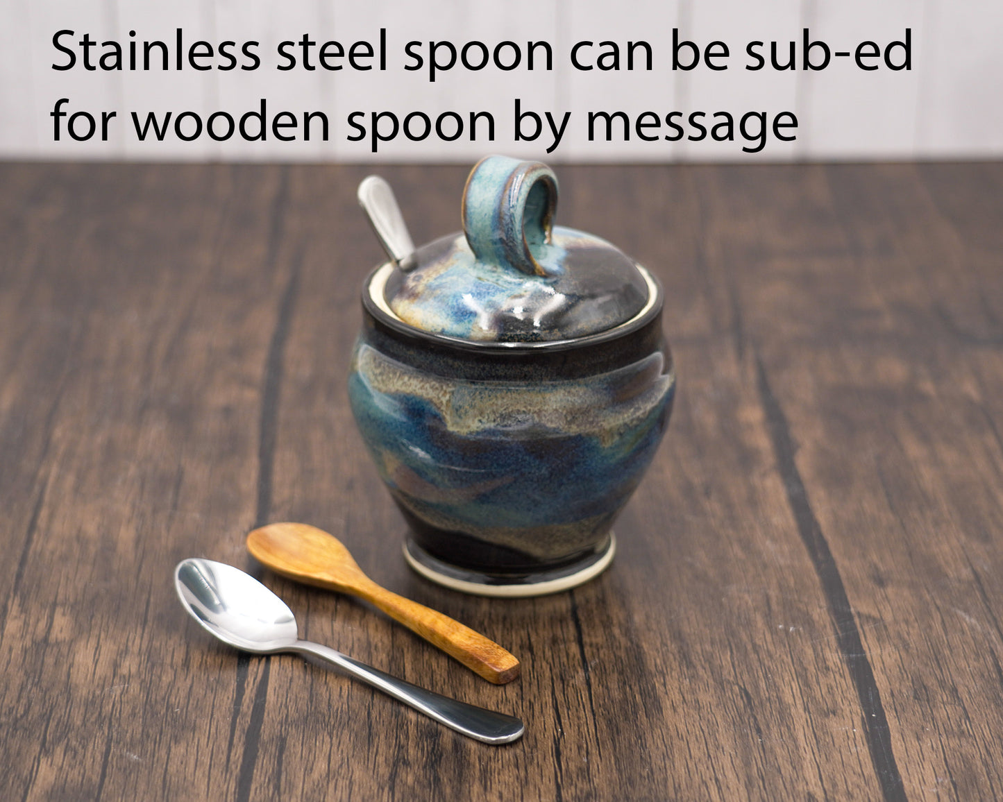 Lidded Pottery Sugar Bowl, Salt Cellar, or Honey Jar: Handmade Stoneware Ceramic Pot